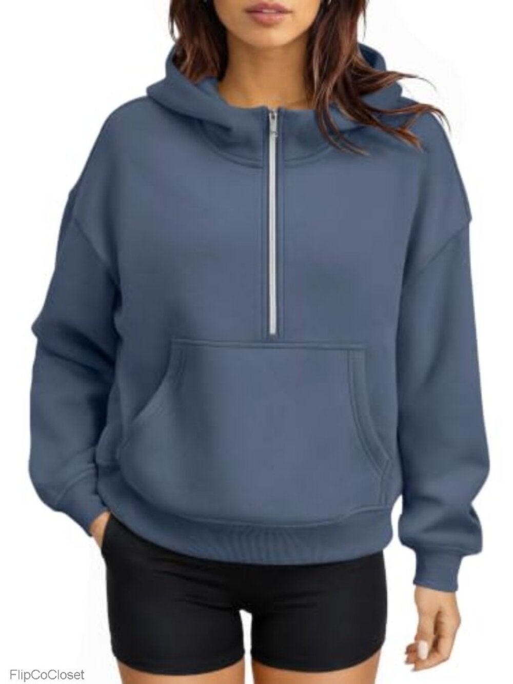 Half Zip Fleece Pullover Hoodie Quarter Zip Sweatshirt Women's